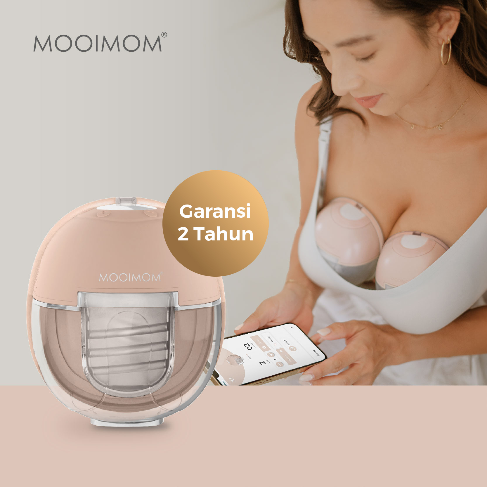 MOOIMOM X1 Ultra Smart Hands Free Electric Breast Pump 1 Pcs - Pompa ASI Elektrik Hands-Free image