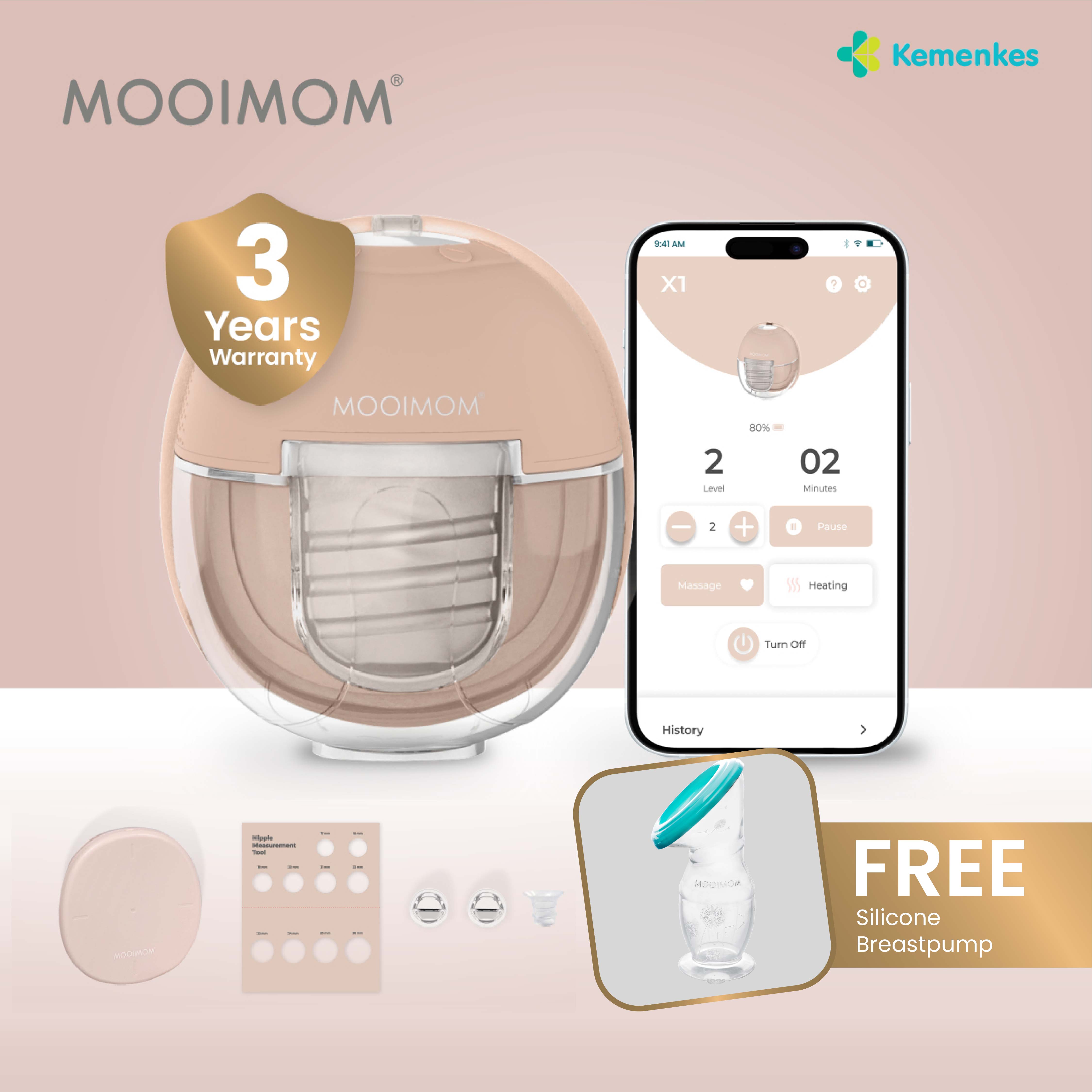 MOOIMOM X1 Ultra Smart Hands Free Electric Breast Pump 1 Pcs - Pompa ASI Elektrik Hands-Free