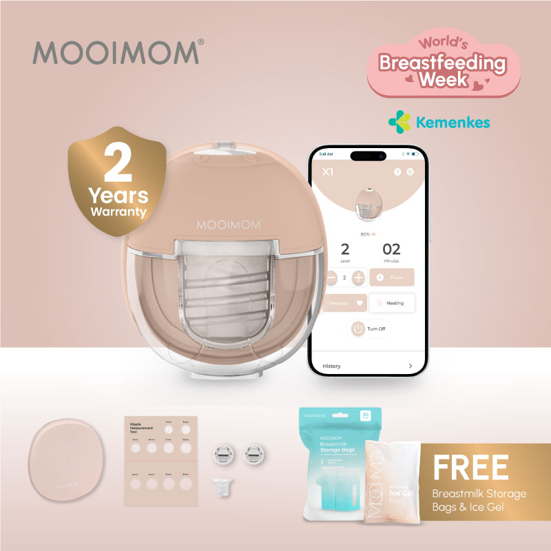 MOOIMOM X1 Ultra Smart Hands Free Electric Breast Pump 1 Pcs - Pompa ASI Elektrik Hands-Free