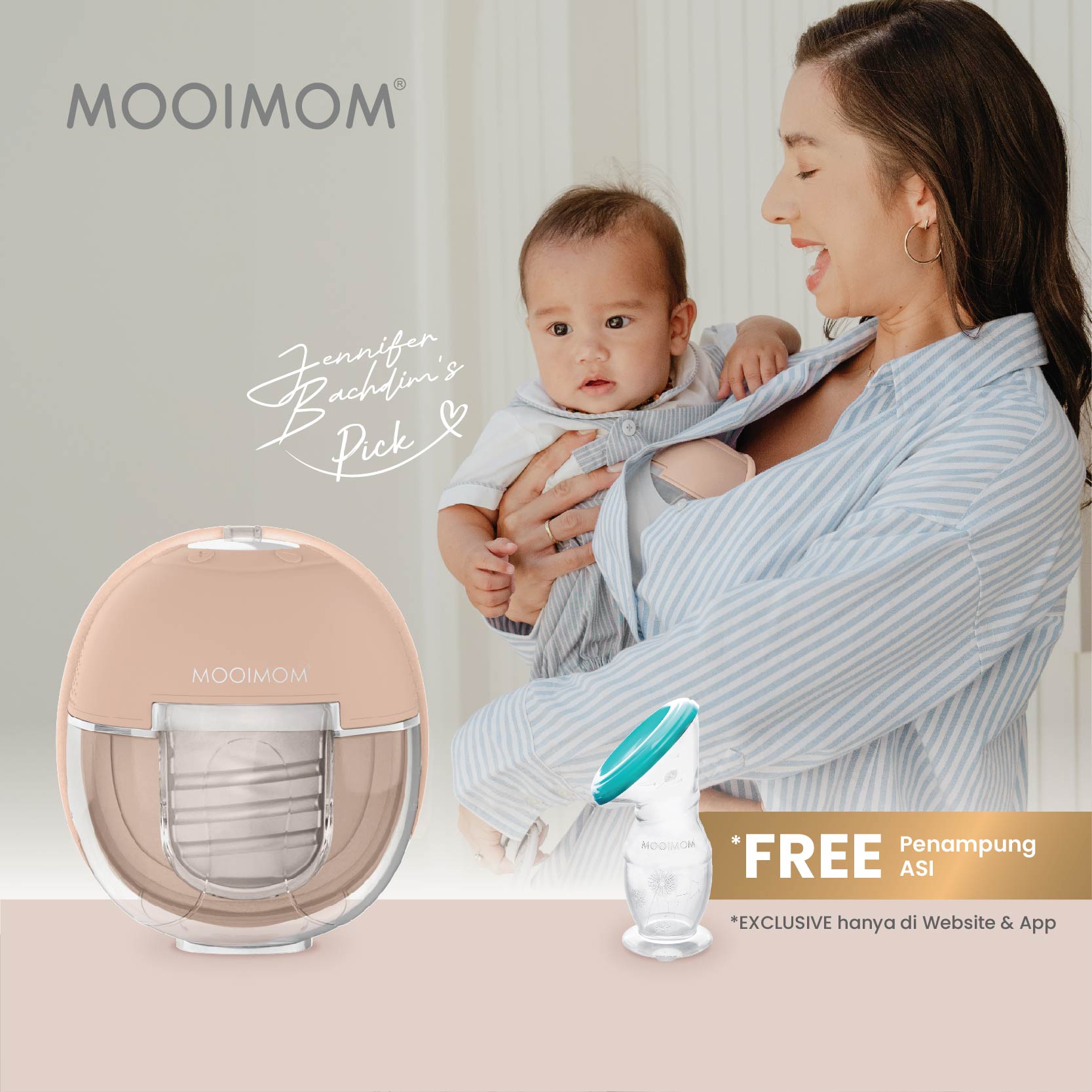 MOOIMOM X1 Ultra Smart Hands Free Electric Breast Pump 1 Pcs - Pompa ASI Elektrik Hands-Free image