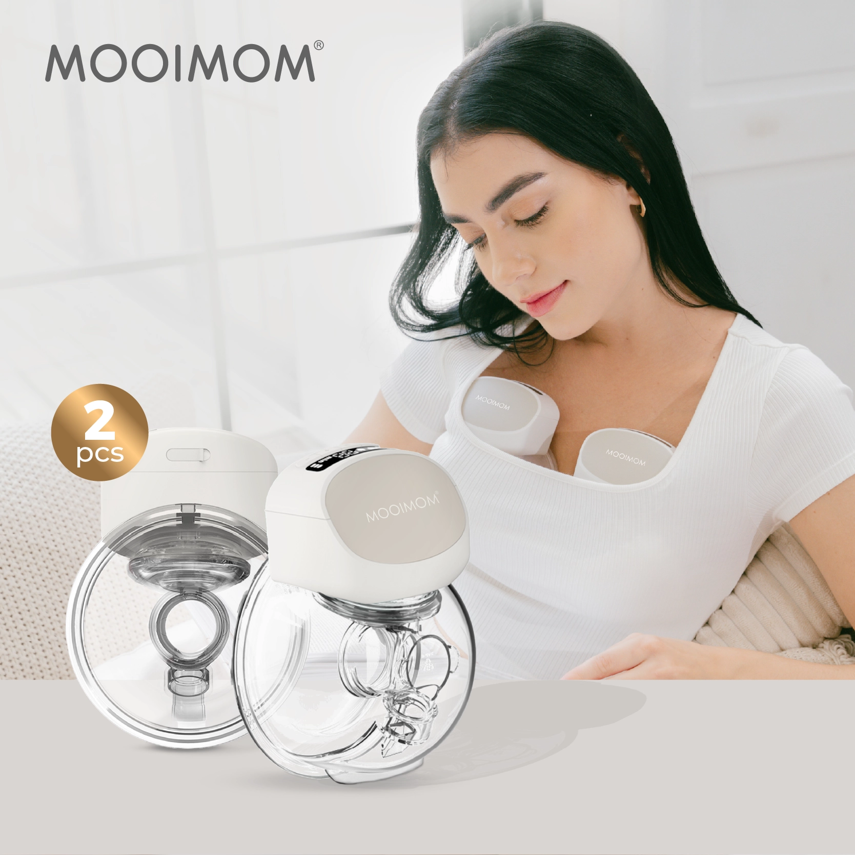 MOOIMOM Hands Free Electric Breast Pump M2 Pro 2 Pcs