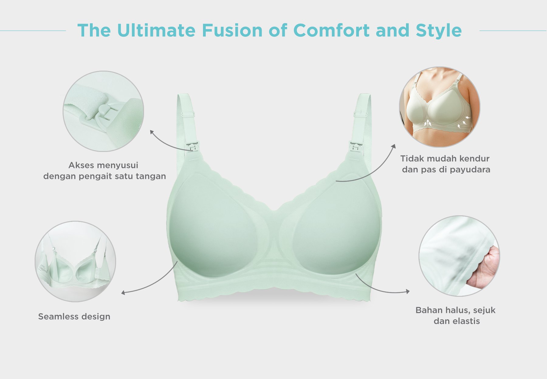 MOOIMOM Seamless Push Up Nursing Bra - Push Up Bra Menyusui Tanpa Jahitan description image