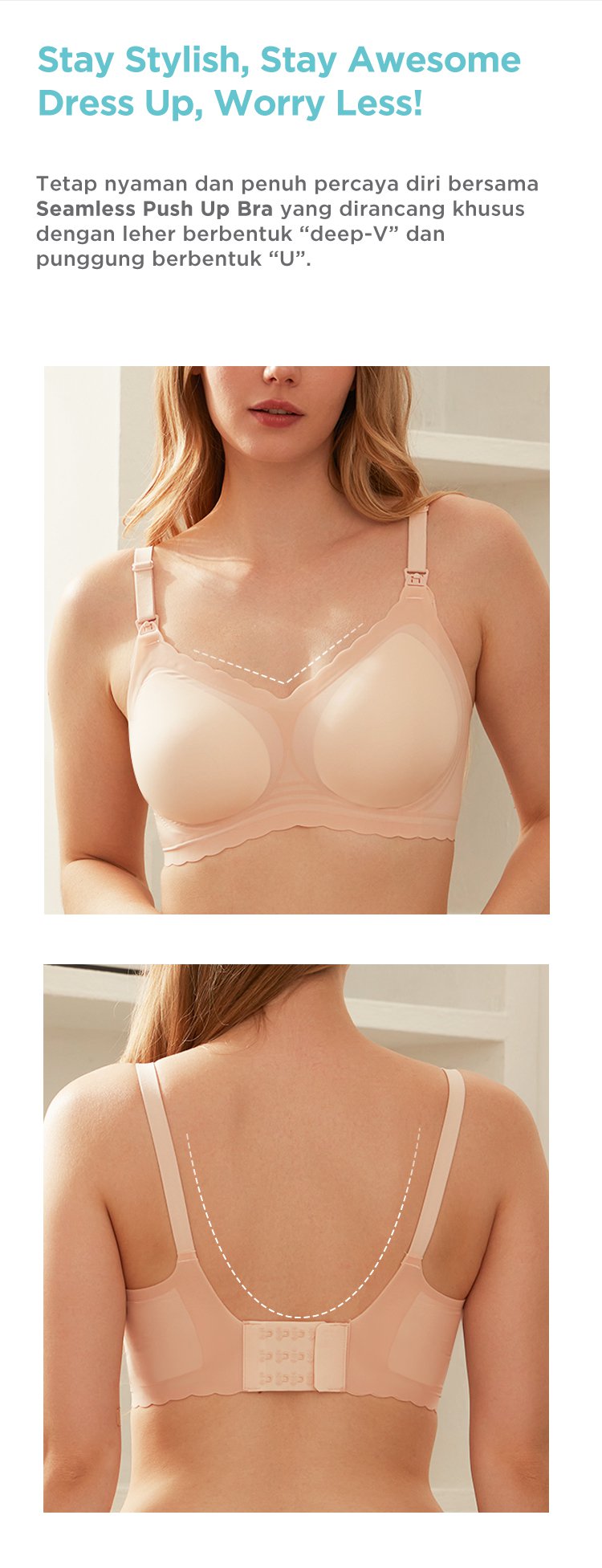 MOOIMOM Seamless Push Up Nursing Bra - Push Up Bra Menyusui Tanpa Jahitan description image