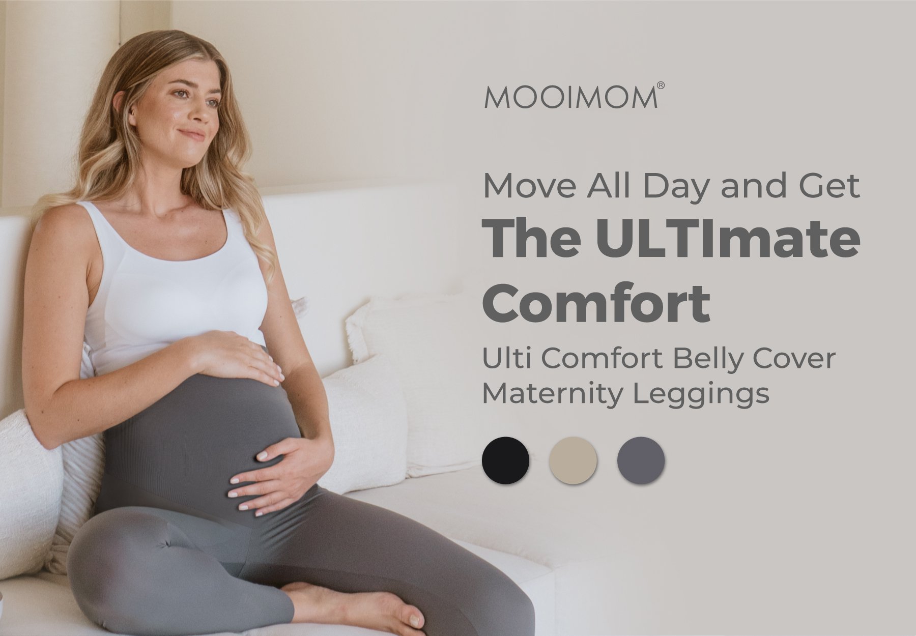 MOOIMOM Ulti Comfort Belly Cover Maternity Leggings (Long) - Legging Hamil Penutup Perut Extra Nyaman (Panjang) description image