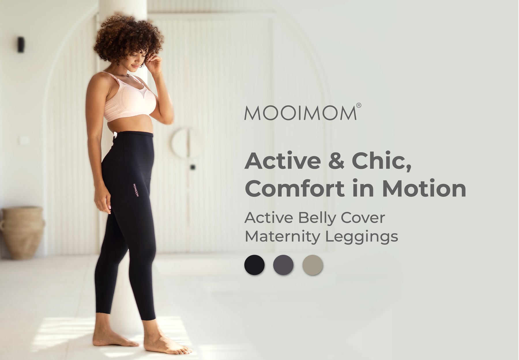 MOOIMOM Active Belly Cover Maternity Leggings (Long) - Legging Hamil Penutup Perut Aktif (Panjang) description image