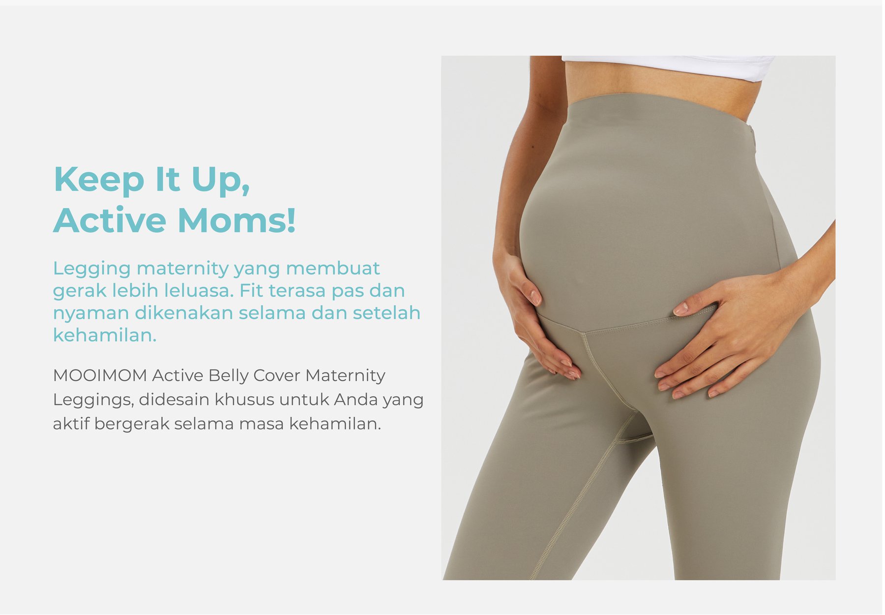 MOOIMOM Active Belly Cover Maternity Leggings (Long) - Legging Hamil Penutup Perut Aktif (Panjang) description image