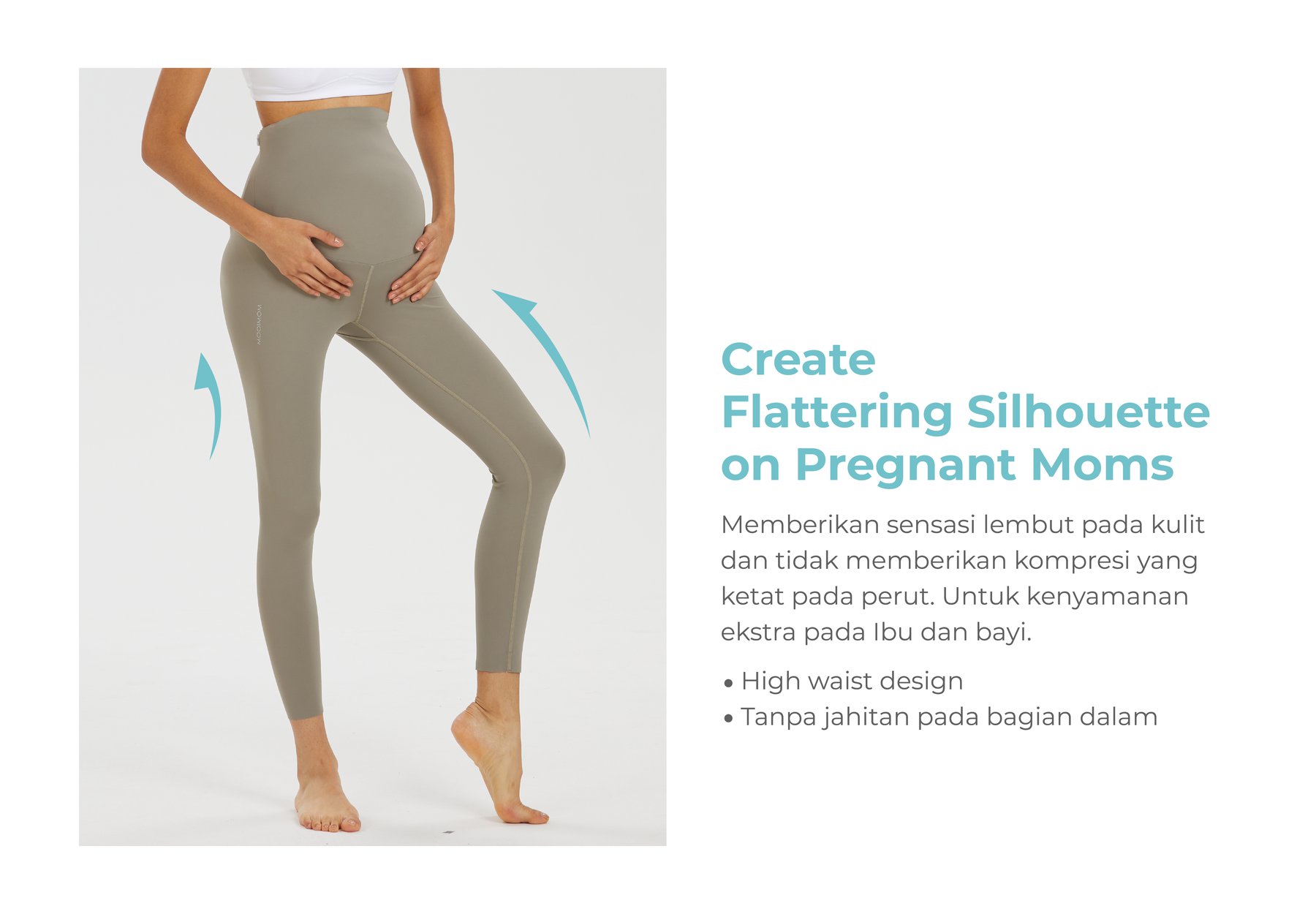 MOOIMOM Active Belly Cover Maternity Leggings (Long) - Legging Hamil Penutup Perut Aktif (Panjang) description image