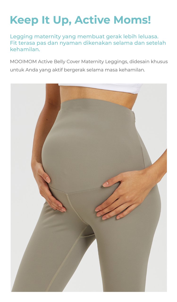 MOOIMOM Active Belly Cover Maternity Leggings (Long) - Legging Hamil Penutup Perut Aktif (Panjang) description image