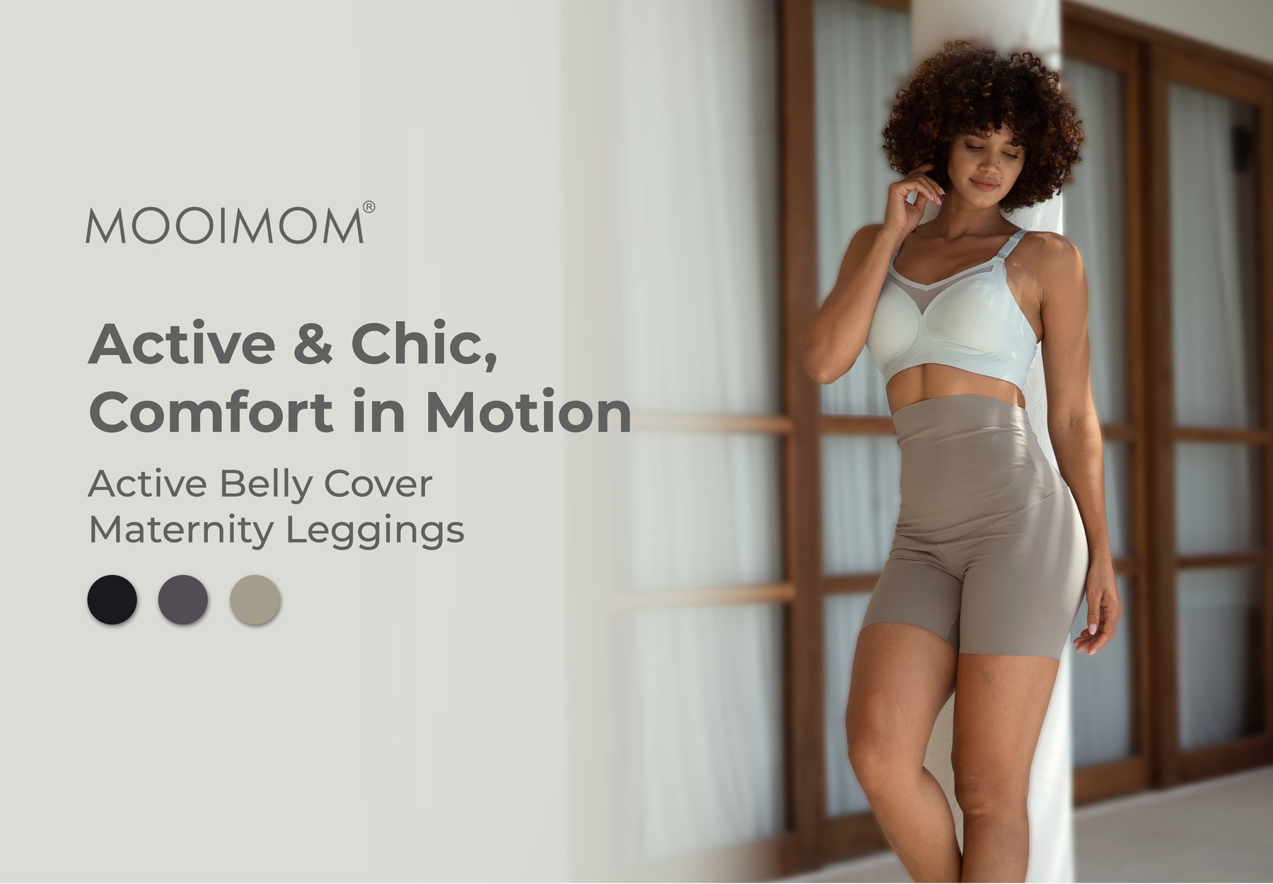 MOOIMOM Active Belly Cover Maternity Leggings (Short) - Legging Hamil Penutup Perut Aktif (Pendek) description image