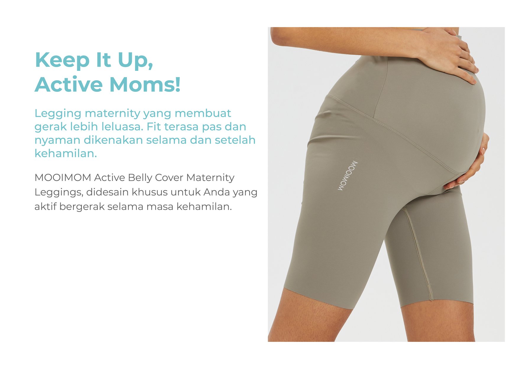 MOOIMOM Active Belly Cover Maternity Leggings (Short) - Legging Hamil Penutup Perut Aktif (Pendek) description image