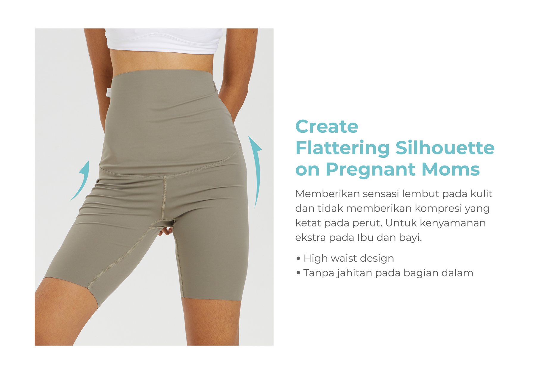 MOOIMOM Active Belly Cover Maternity Leggings (Short) - Legging Hamil Penutup Perut Aktif (Pendek) description image