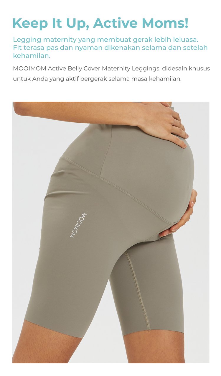 MOOIMOM Active Belly Cover Maternity Leggings (Short) - Legging Hamil Penutup Perut Aktif (Pendek) description image