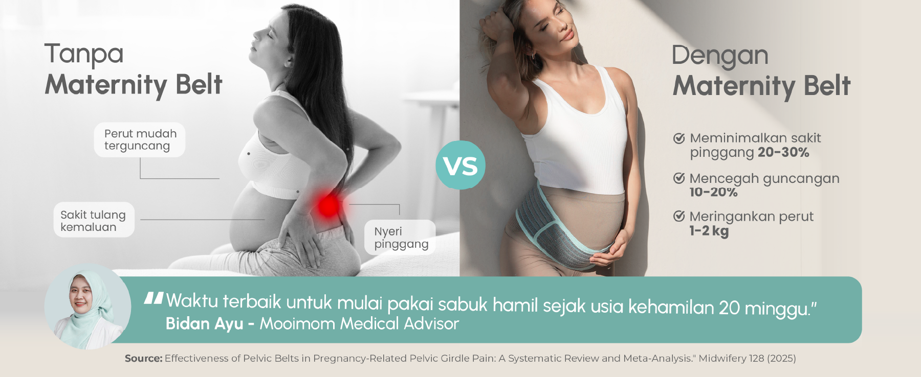 MOOIMOM Korset Hamil, Pasca-melahirkan, Caesar 2in1 Premium Bamboo Corset description image