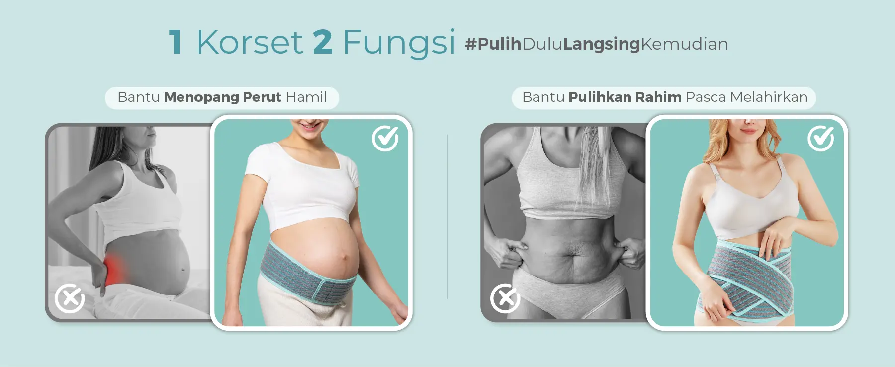 MOOIMOM Korset Hamil, Pasca-melahirkan, Caesar 2in1 Premium Bamboo Corset description image
