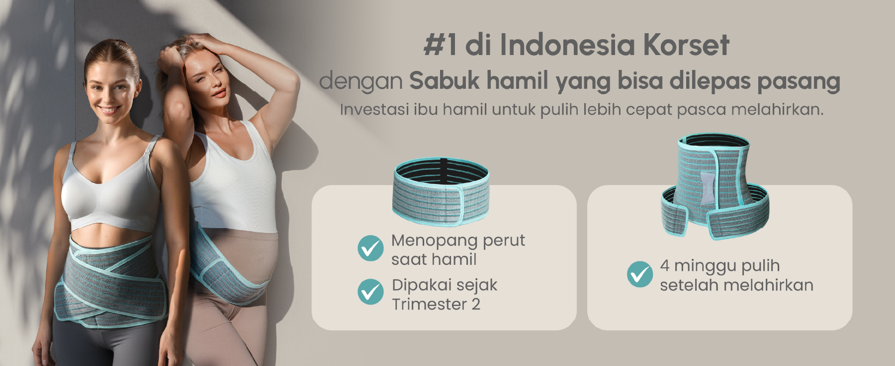 MOOIMOM Korset Hamil, Pasca-melahirkan, Caesar 2in1 Premium Bamboo Corset description image