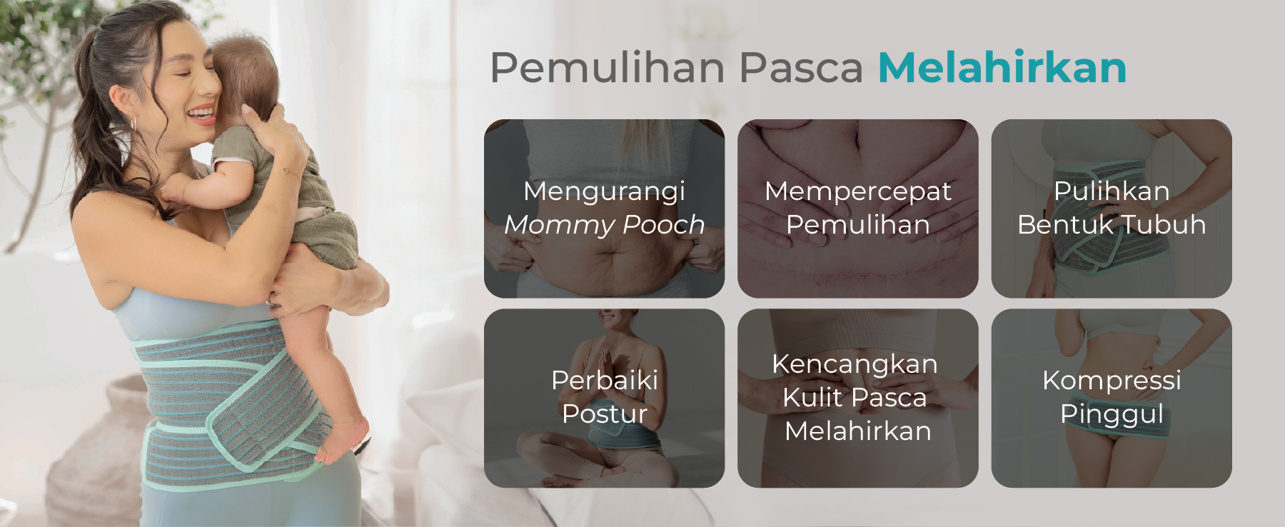 MOOIMOM Korset Hamil & Pasca Melahirkan | Korset Medis - MOOIMOM 2 in 1 Premium Bamboo Corset description image