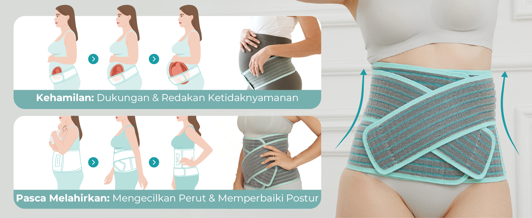 MOOIMOM Korset Hamil & Pasca Melahirkan | Korset Medis - MOOIMOM 2 in 1 Premium Bamboo Corset description image