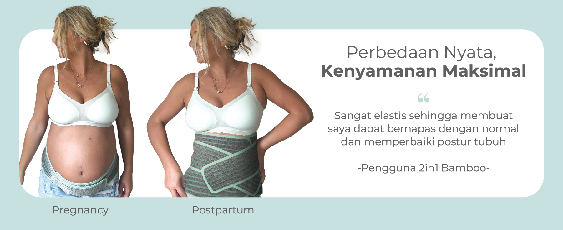 MOOIMOM Korset Hamil & Pasca Melahirkan | Korset Medis - MOOIMOM 2 in 1 Premium Bamboo Corset description image