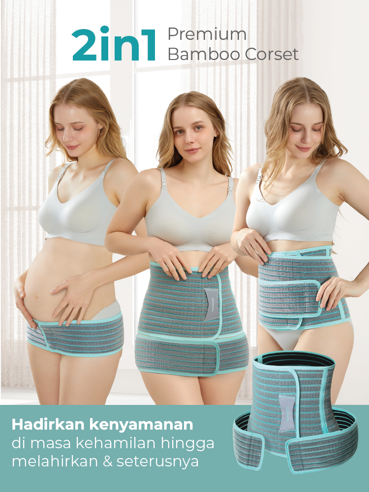 MOOIMOM Korset Hamil & Pasca Melahirkan | Korset Medis - MOOIMOM 2 in 1 Premium Bamboo Corset description image