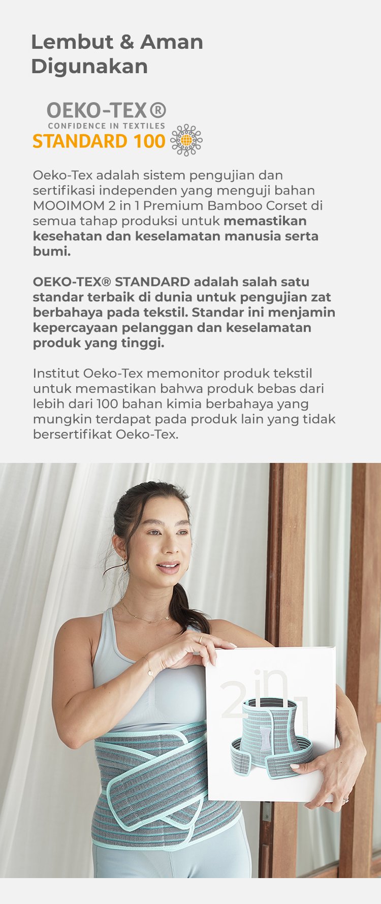 MOOIMOM Korset Hamil & Pasca Melahirkan | Korset Medis - MOOIMOM 2 in 1 Premium Bamboo Corset description image