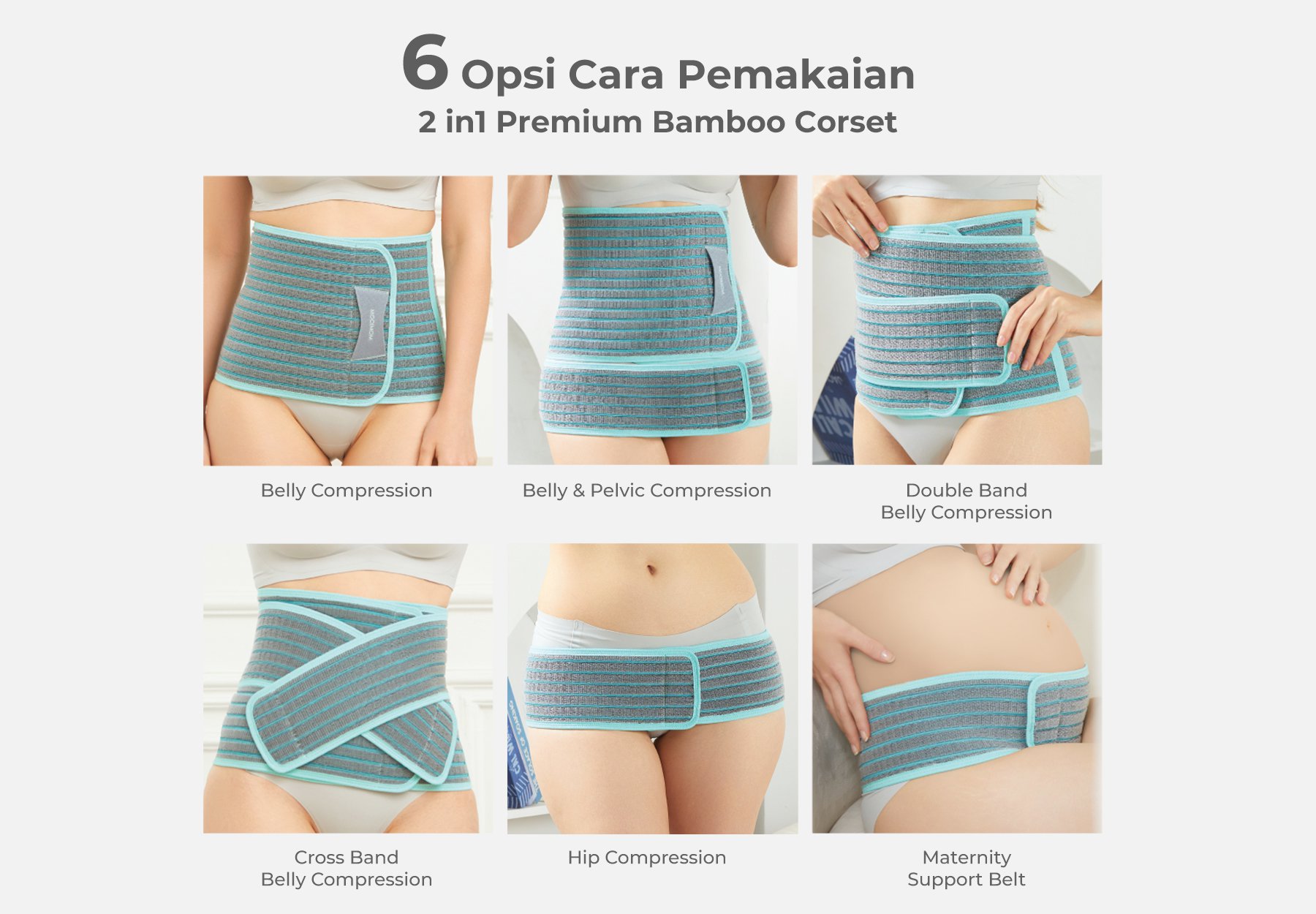 MOOIMOM Korset Hamil & Pasca Melahirkan | Korset Medis - MOOIMOM 2 in 1 Premium Bamboo Corset description image