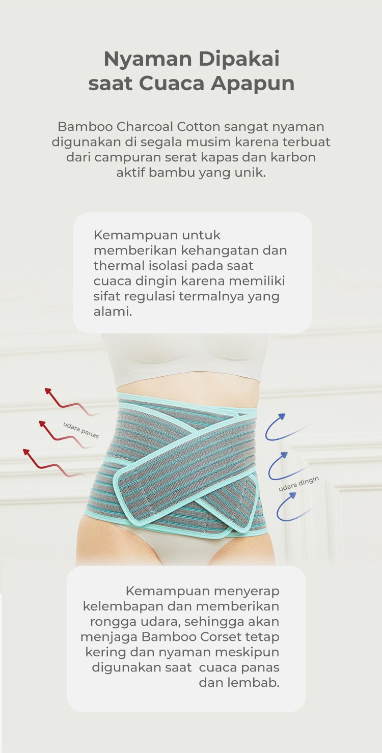 MOOIMOM Korset Hamil & Pasca Melahirkan | Korset Medis - MOOIMOM 2 in 1 Premium Bamboo Corset description image