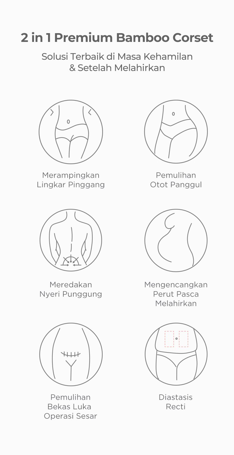 MOOIMOM Korset Hamil & Pasca Melahirkan | Korset Medis - MOOIMOM 2 in 1 Premium Bamboo Corset description image