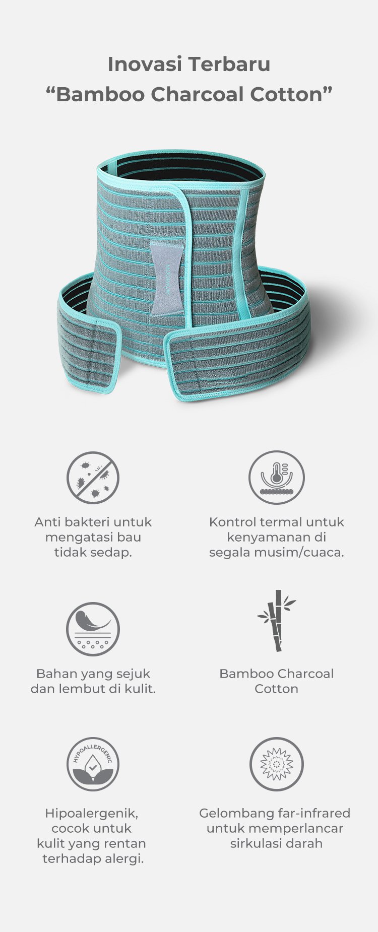 MOOIMOM Korset Hamil & Pasca Melahirkan | Korset Medis - MOOIMOM 2 in 1 Premium Bamboo Corset description image