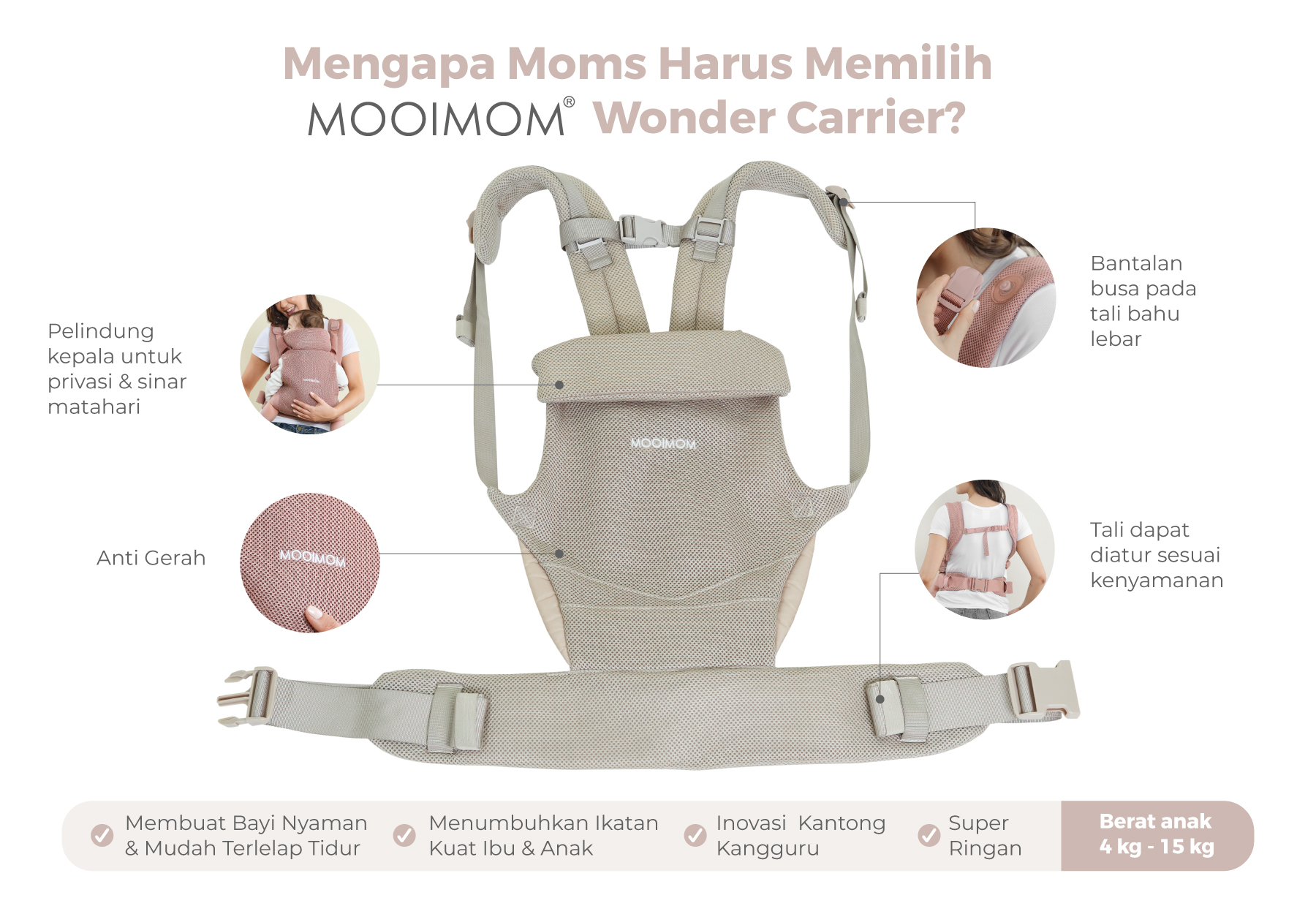 MOOIMOM Wonder Carrier - Gendongan Bayi SSC description image