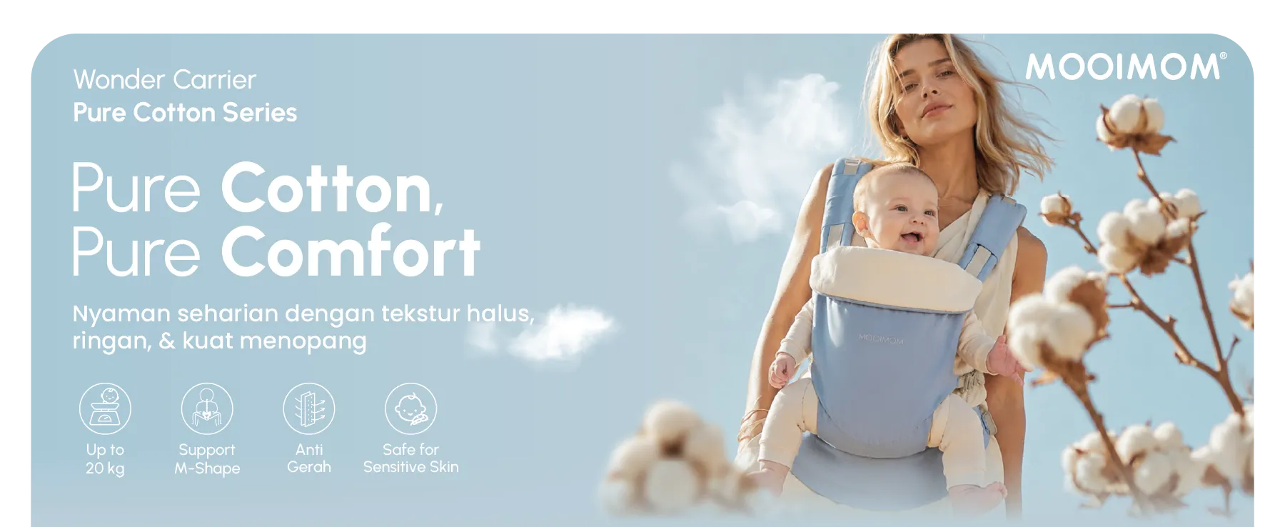 [PRE ORDER] MOOIMOM Wonder Carrier - Pure Cotton Series description image