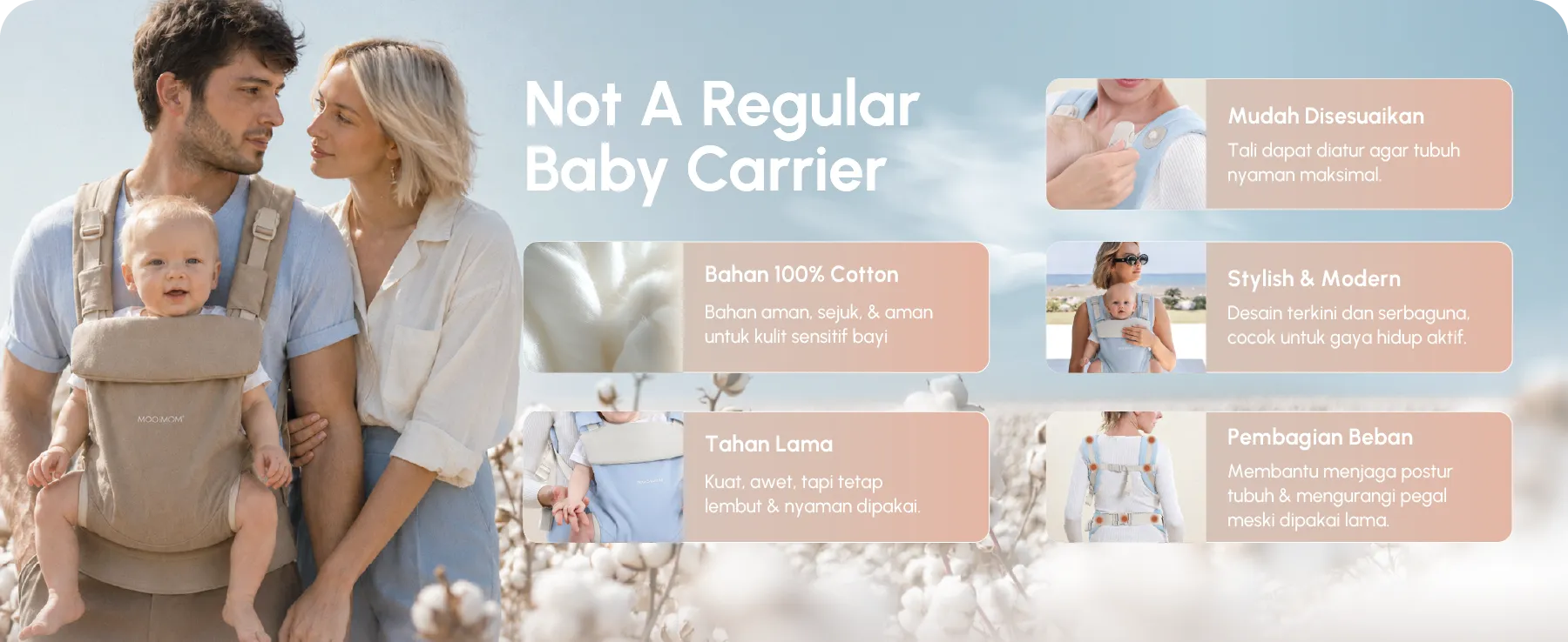 [PRE ORDER] MOOIMOM Wonder Carrier - Pure Cotton Series description image