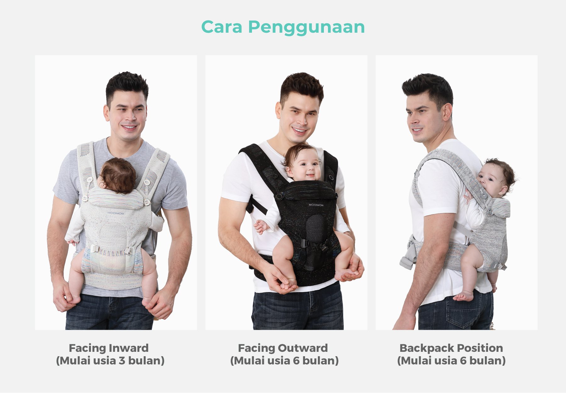 Mooimom AiryKnit Baby Carrier - Gendongan Premium SSC Airy Knit description image