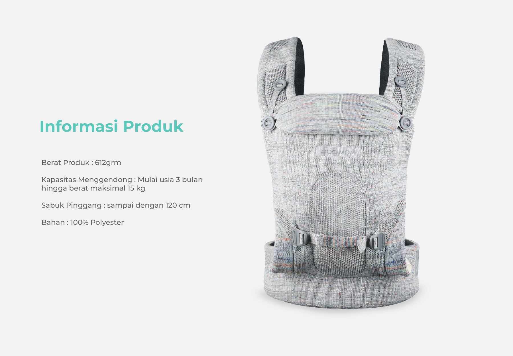 Mooimom AiryKnit Baby Carrier - Gendongan Premium SSC Airy Knit description image