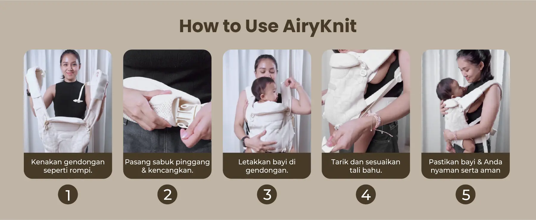 Mooimom AiryKnit Baby Carrier - Gendongan Premium SSC Airy Knit description image