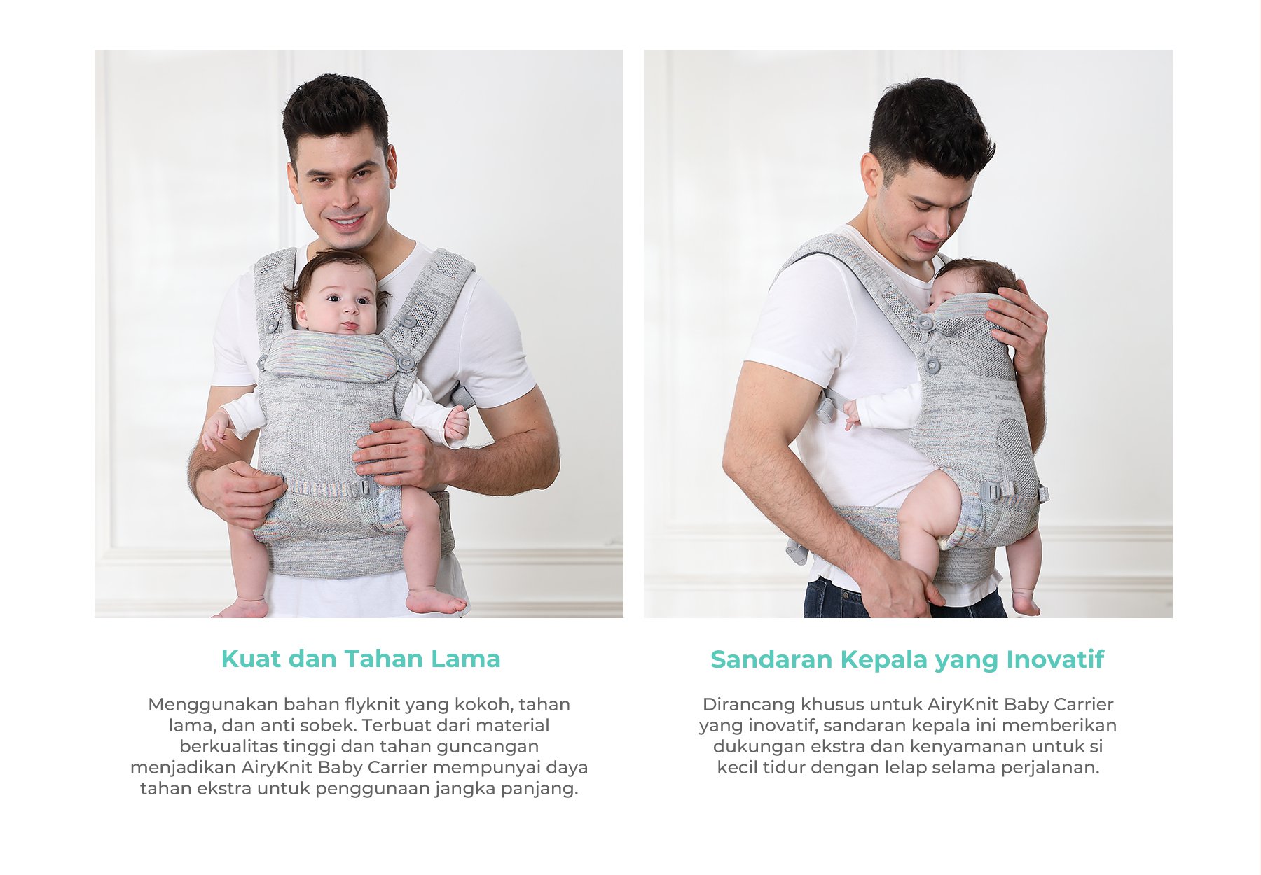 Mooimom AiryKnit Baby Carrier - Gendongan Premium SSC Airy Knit description image