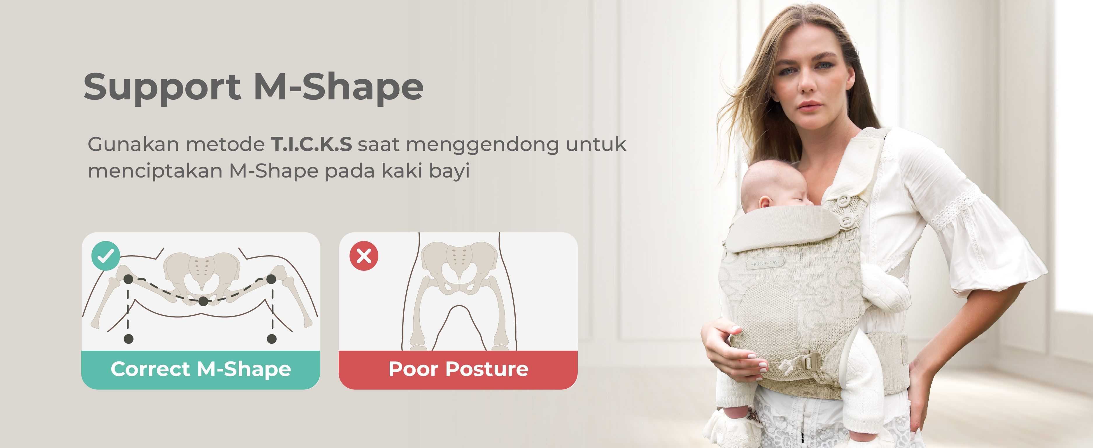 Mooimom AiryKnit Baby Carrier - Gendongan Premium SSC Airy Knit description image