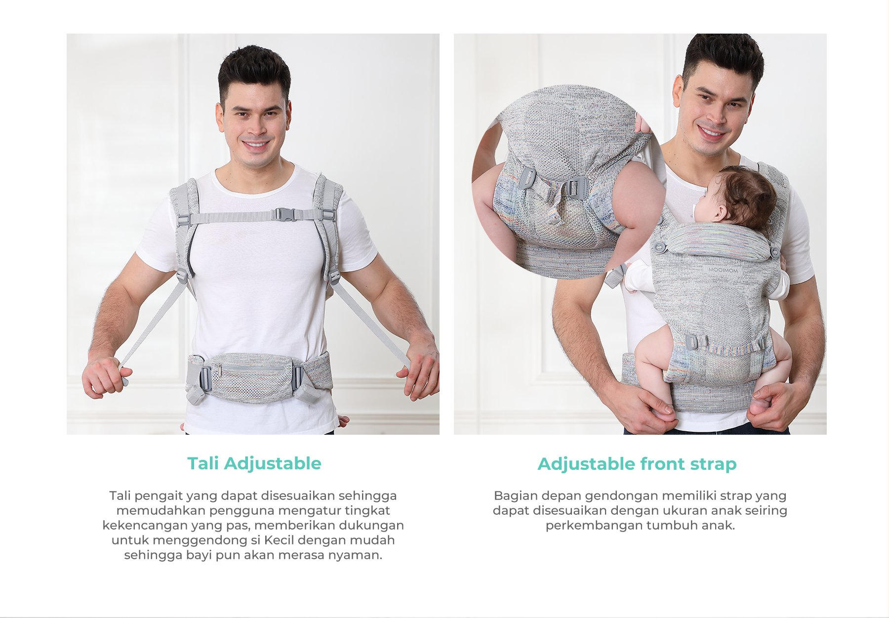 Mooimom AiryKnit Baby Carrier - Gendongan Premium SSC Airy Knit description image