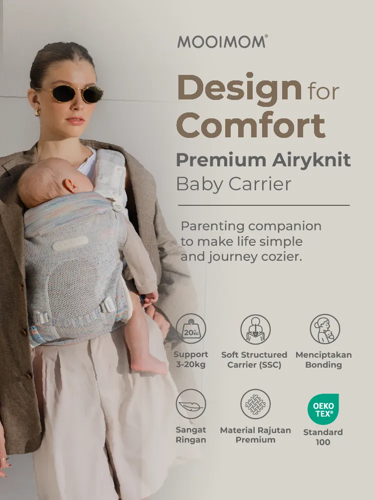 Mooimom AiryKnit Baby Carrier - Gendongan Premium SSC Airy Knit description image