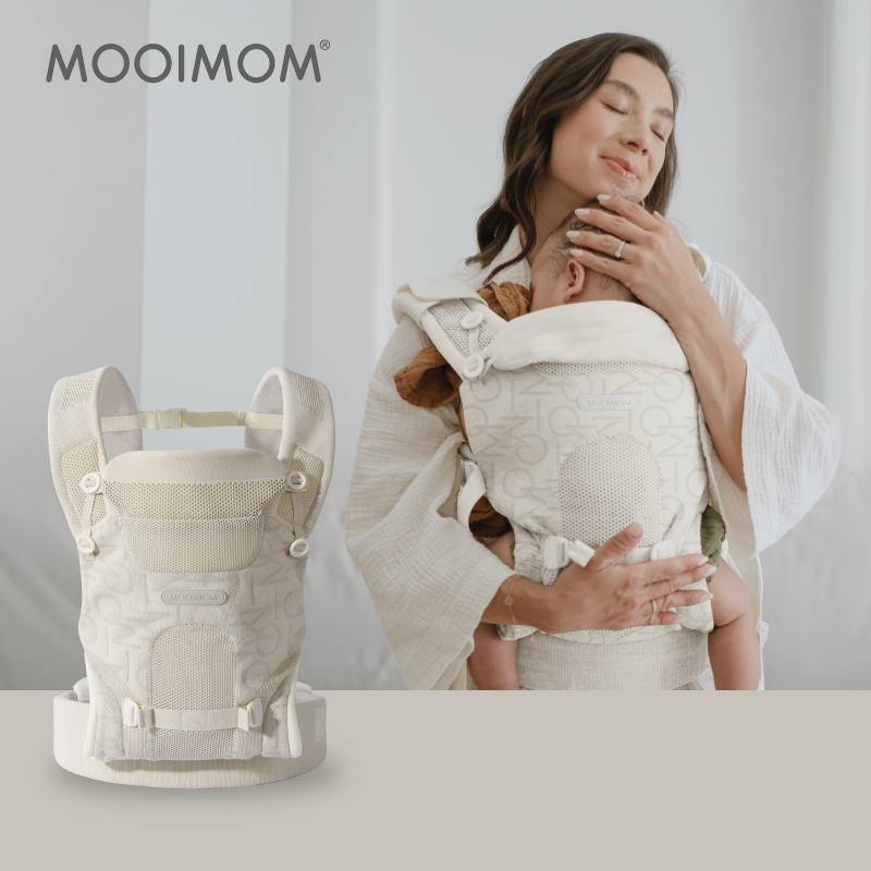 Mooimom AiryKnit Baby Carrier (White Vanilla) - Gendongan Premium SSC Airy Knit