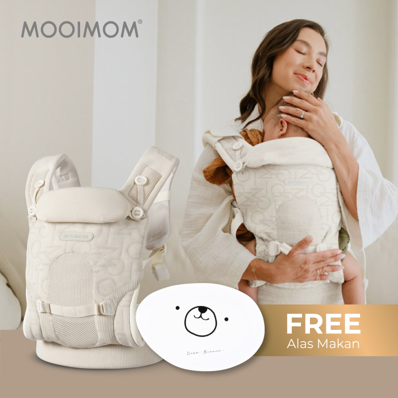 Mooimom AiryKnit Baby Carrier (White Vanilla) - Gendongan Premium SSC Airy Knit