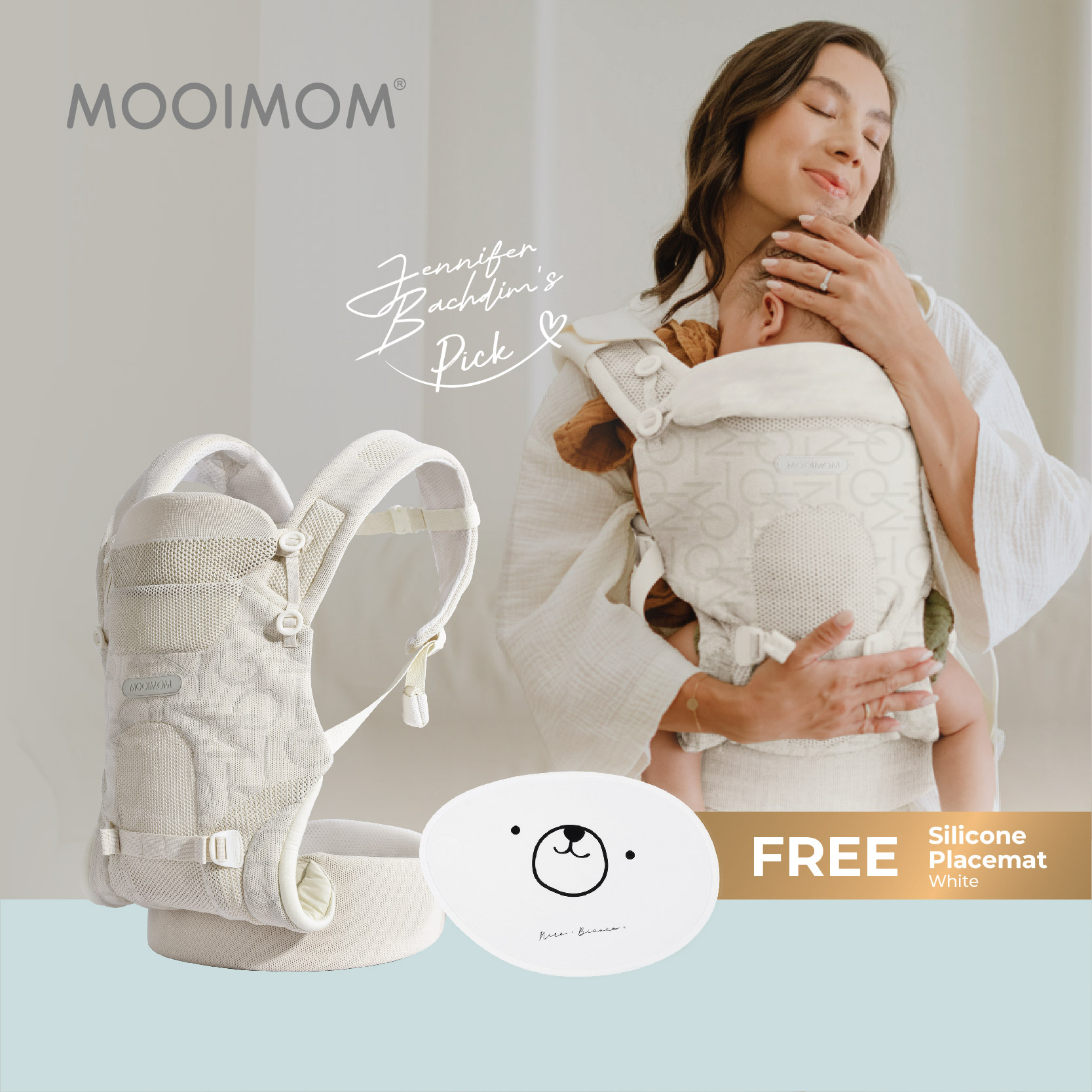 Mooimom AiryKnit Baby Carrier (White Vanilla) - Gendongan Premium SSC Airy Knit
