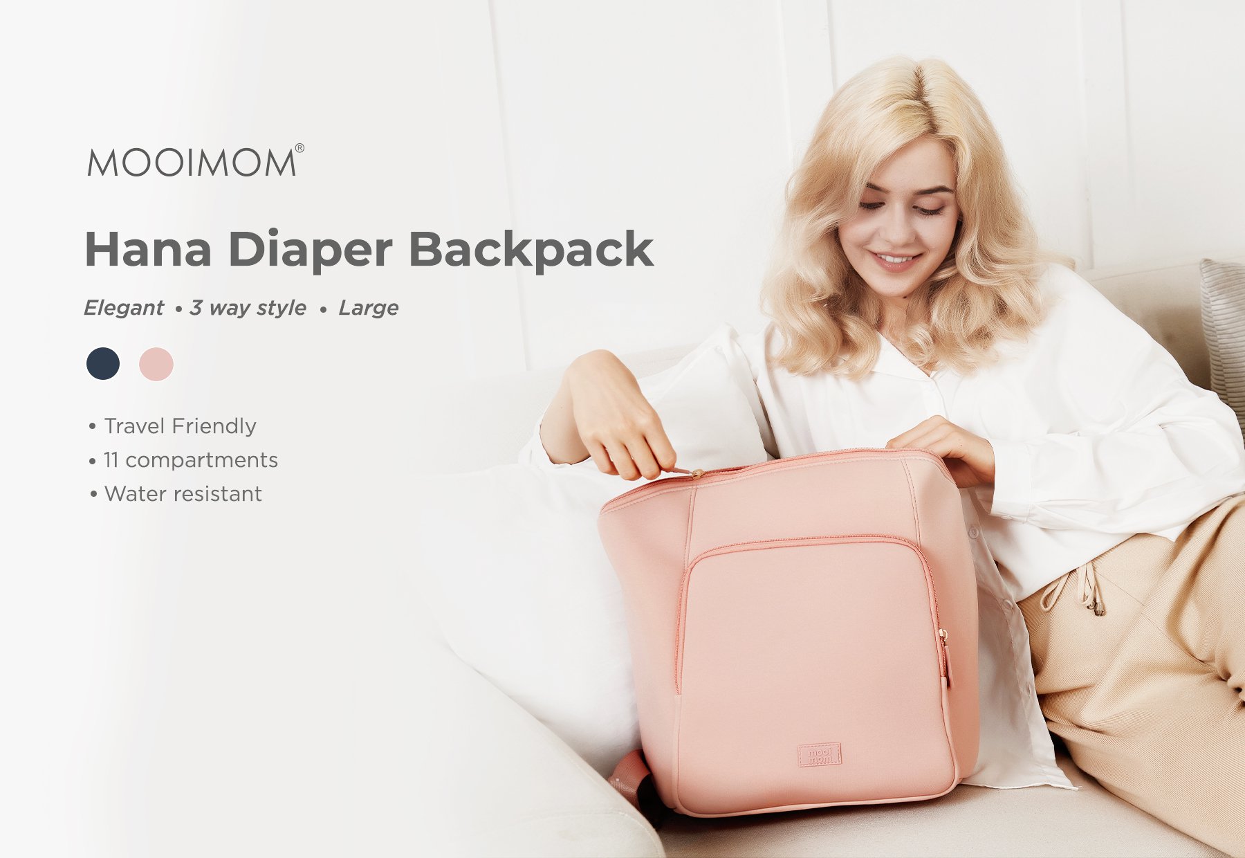 MOOIMOM Hana Diaper Backpack - Tas Perlengkapan Bayi Multifungsi description image