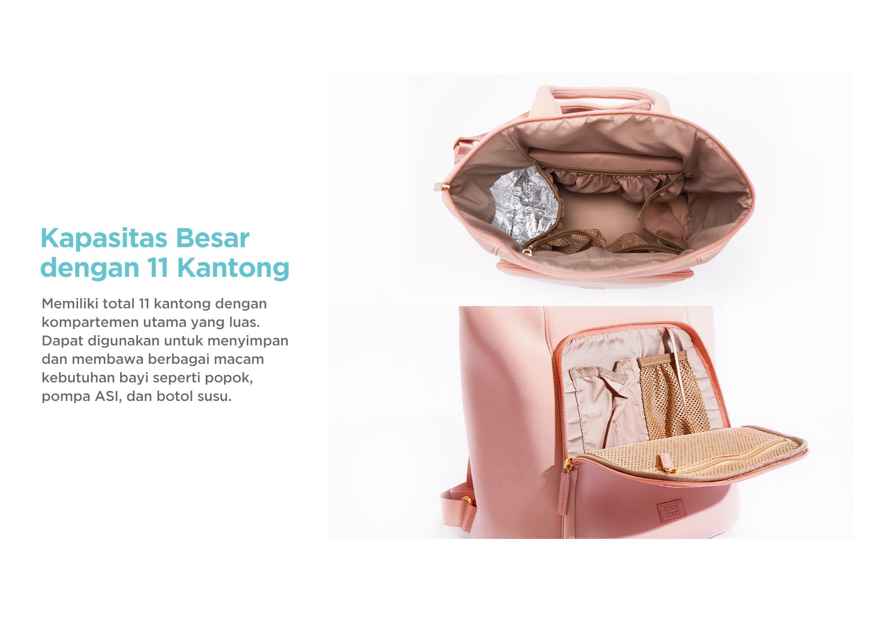 MOOIMOM Hana Diaper Backpack - Tas Perlengkapan Bayi Multifungsi description image