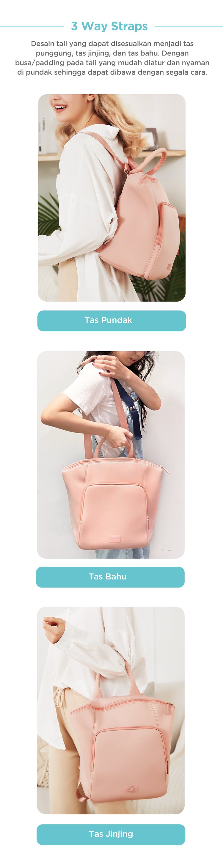 MOOIMOM Hana Diaper Backpack - Tas Perlengkapan Bayi Multifungsi description image