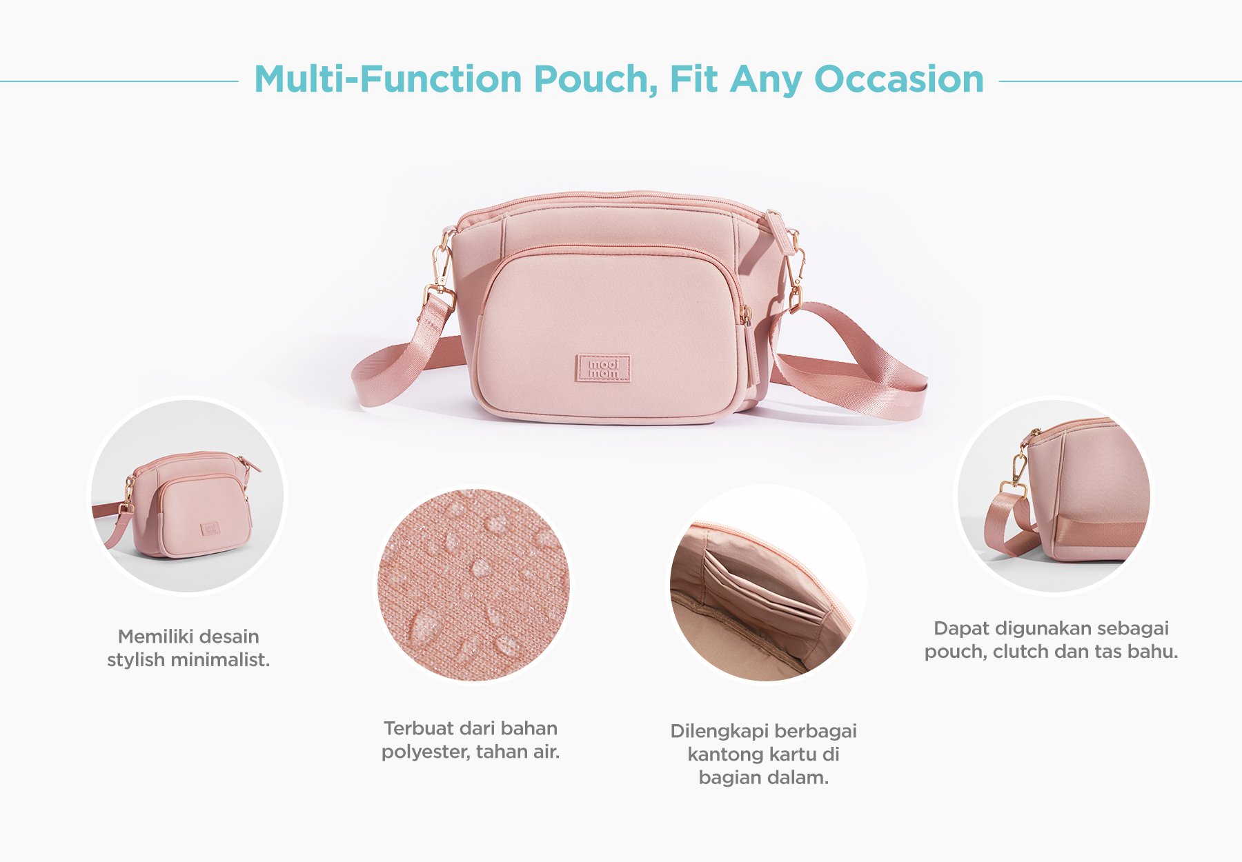 MOOIMOM Hana Zip Pouch - Tas Clutch Pouch-Style description image