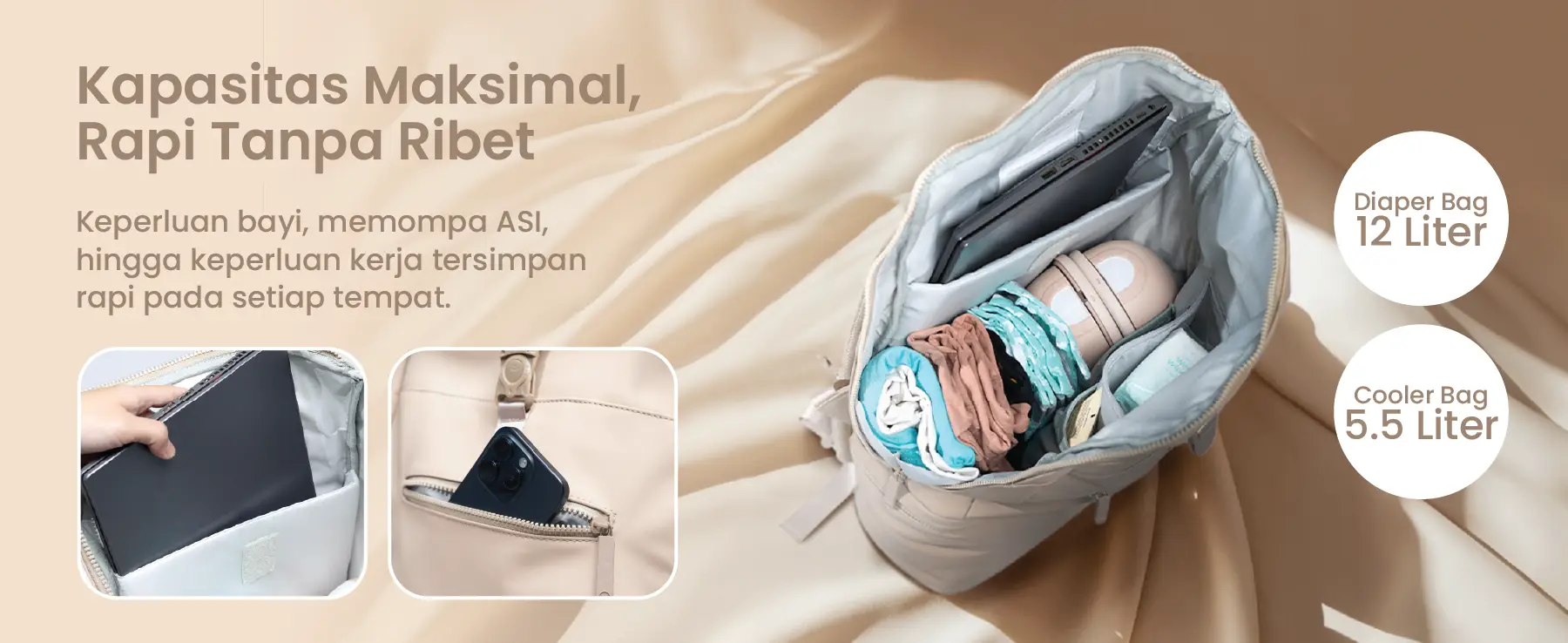 MOOIMOM On-the-Go Diaper & Cooler Bag description image