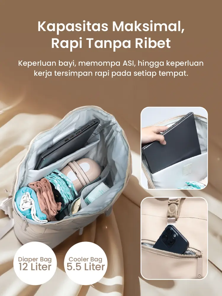 MOOIMOM On-the-Go Diaper & Cooler Bag description image