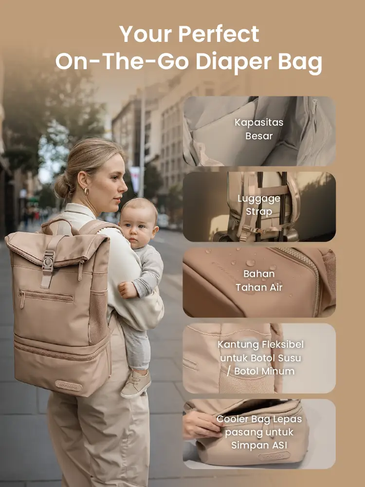 MOOIMOM On-the-Go Diaper & Cooler Bag description image