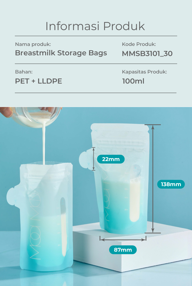 MOOIMOM Breastmilk Storage Bags 100ml (30 pcs) description image