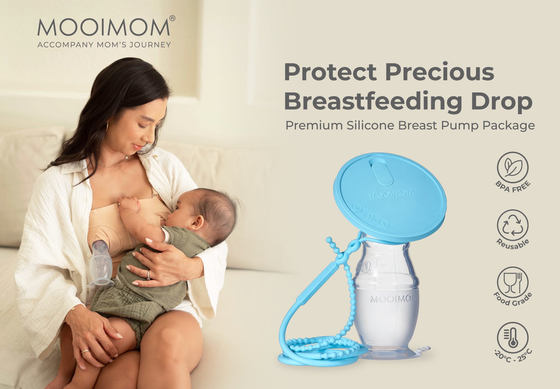 MOOIMOM Premium Silicone Breast Pump Package - Penampung ASI Silikon Premium description image